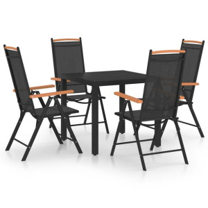5-częściowy zestaw mebli ogrodowych, aluminiowy, czarny