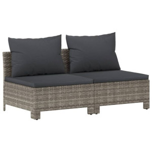 2-osobowa sofa ogrodowa z poduszkami, szara, polirattan