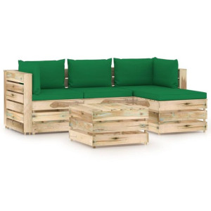 5-cz. zestaw wypoczynkowy do ogrodu, z poduszkami, drewniany