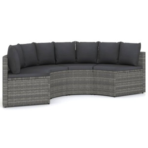 4-częściowa sofa do ogrodu, z poduszkami, polirattan, szara