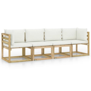 Ogrodowa sofa 4-os. z kremowymi poduszkami