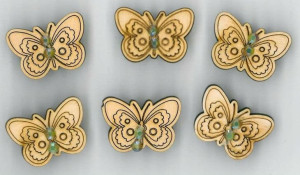 Naklejki drewniane 2cm - Motylki (6szt)