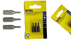 Zestaw Końcówki Torx T8 X 25mm 3szt. Bit, Bity