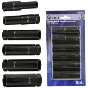 Nasadki Udarowe Długie Zestaw 1/2" 10-21mm 6 Szt.