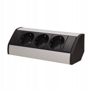 Gniazdo meblowe 3x2P+Z, schuko, czarno-srebrne