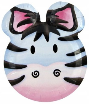 Talerzyki Urodzinowe Papierowe Zebra 24cm 6 Sztuk