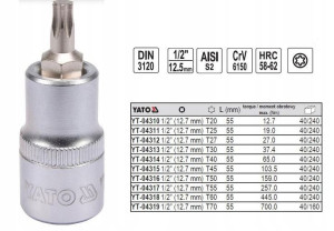 Yato Klucz Trzpieniowy Torx 1/2" T50x 55mm