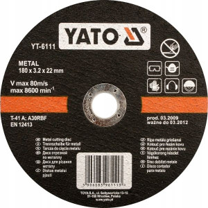 Yato Tarcza Do Cięcia Metalu 230x2,0x22mm 5927