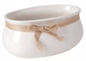 Doniczka ceramiczna rynna 18 cm kremowa