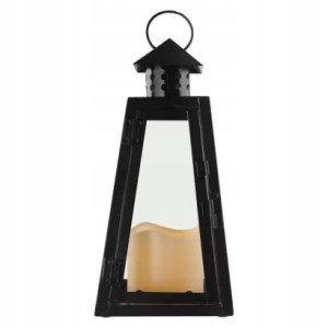 LED latarnia prostokątna, czarna, 26,5 cm, 3x AAA,