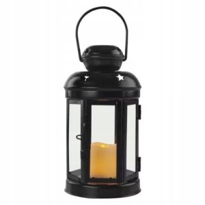 Latarnia LED okrągła, czarna, 18,5 cm, 1x CR2032,