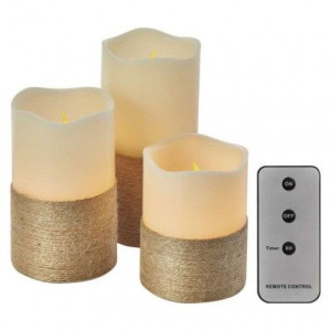Świece woskowe LED sznurek 9xAAA, vintage, 3 szt