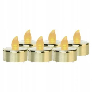 Świeczki tealight złote 6x CR2032, vintage, 6 szt