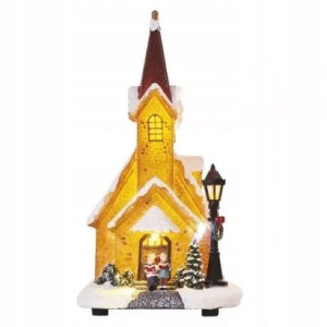 17 LED świąteczny kościół 26x16x29 cm, 3x AA ciepł