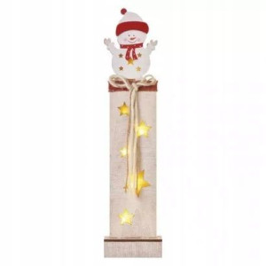 7 LED drewniany słupek z bałwankiem 46 cm, 2x AA c