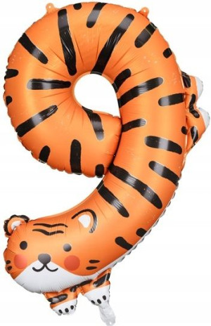 BALON foliowy TYGRYS na URODZINY nr cyfra 9 XXL