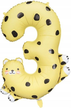 BALON foliowy GEPARD na URODZINY nr cyfra 3 XXL