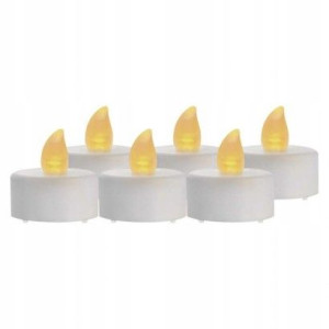 Świeczki tealight białe 6x CR2032, vintage, 6 szt