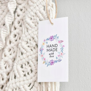 Zawieszka metka papierowa Hand made with love