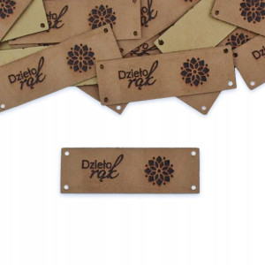 Metka nubuk premium Dzieło rąk jasny brąz 20x60mm