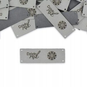 Metka nubuk premium Dzieło rąk szary 20x60mm 1szt.