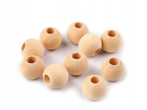 Koraliki drewniane 16mm duży otwór 6mm naturalny