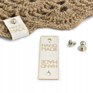 Metka nubuk premium nit "HAND MADE" biel