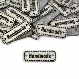 Metka ekoskóra metalizowana Handmade srebro