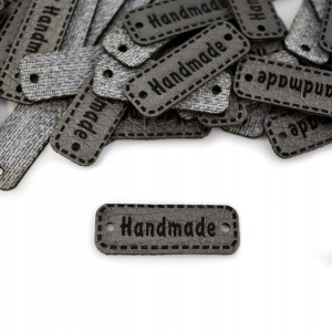 Metka ekoskóra metalizowana Handmade ciemne srebro