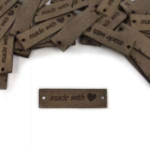 Metka nubuk premium Made with . mocca 15 x 50mm