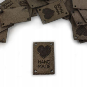 Metka nubuk premium Handmade serce mocca