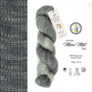 Włóczka Gazzal Unicorn 1341 Moon Mist średni szary