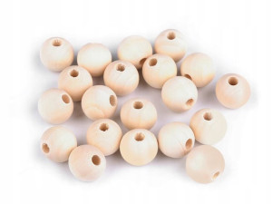 Koraliki drewniane 16mm otwór 4,5mm naturalny 50sz