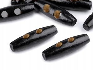 Guzik drewniany 12x40mm czerń lakier kołek 10 szt.