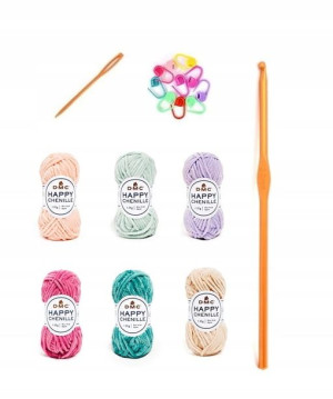 Zestaw SZYDEŁKOWY 6xDMC Happy Chenille szydełko