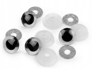 Oczy brokatowe do maskotek 20mm srebrne 4 szt.
