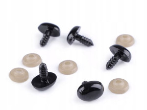 Nos plastikowy oczy do maskotek 11x15mm czerń 5szt