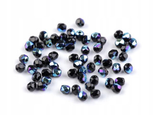 Koraliki szklane szlifowane 3mm czarne ~ 150 szt.