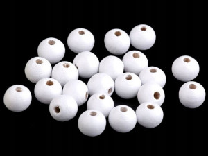 Koraliki drewniane lakierowane 10 mm biel 20 g