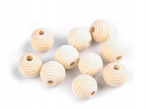 Koraliki drewniane żebrowane 20 mm otwór 5,5 mm