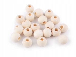 Koraliki drewniane 18mm otwór 6mm naturalny 20szt.