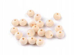 Koraliki drewniane 10mm otwór 3mm naturalne ok. 60