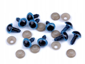 Oczy do maskotek 10mm niebiesko-czarne 10szt.