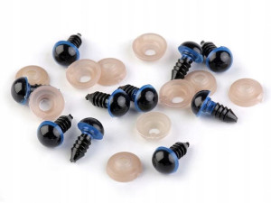 Oczy do maskotek 12mm niebiesko-czarne 10szt.