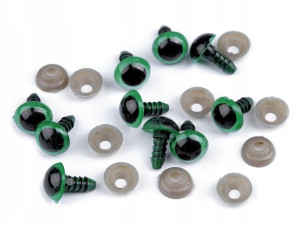 Oczy do maskotek 10mm zielono-czarne 10 szt.