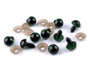 Oczy do maskotek 14mm zielono-czarne 10 szt.
