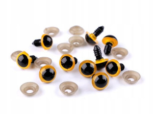 Oczy do maskotek 14mm żółto-czarne 10 szt.