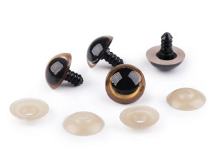 Oczy do maskotek 20 mm beżowo-czarne 4 szt.