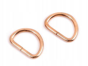 Półkole metalowe 20mm różowe złoto 26x19x3 mm 1szt