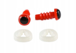 Oczy do maskotek / 7 mm / czerwono-czarne / 1 para
